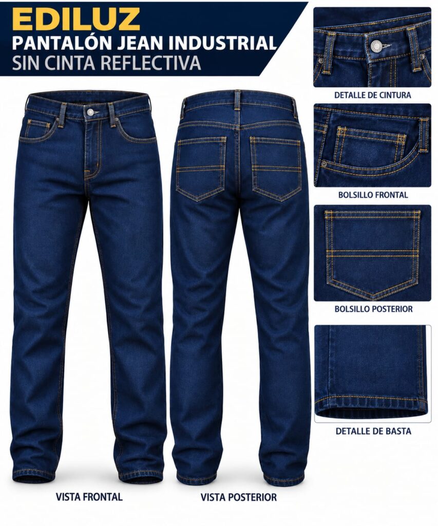 PANTALÓN JEANS INDUSTRIAL SIN CINTA REFELCTIVA